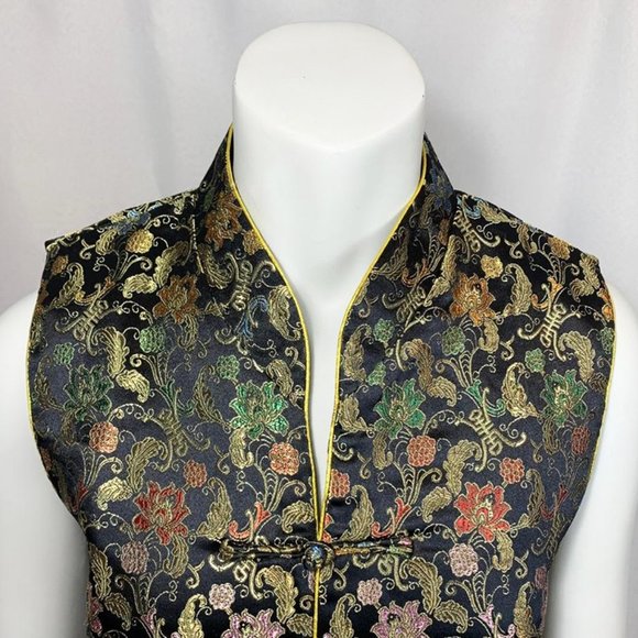 VINTAGE Cassure embroidered asian chinoiserie vest - Picture 3 of 8